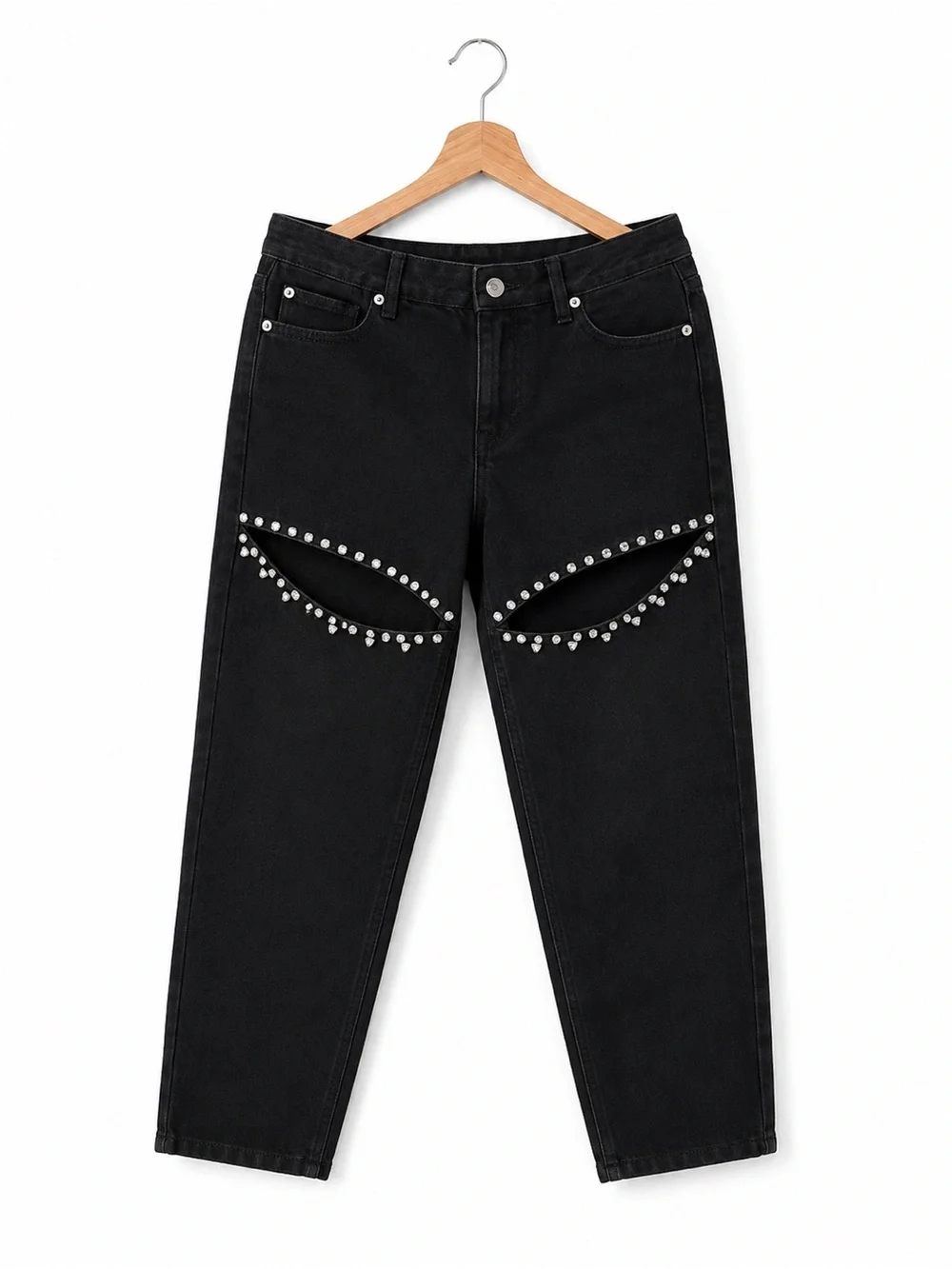 NWT Torn by Ronny Kobo Mariah Cutout Rhinestone Jeans Blk 27 Taylor Swift style